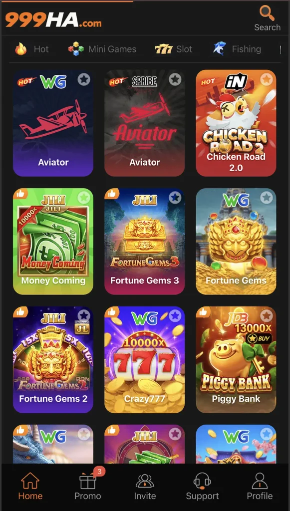 Popular games available on the platform